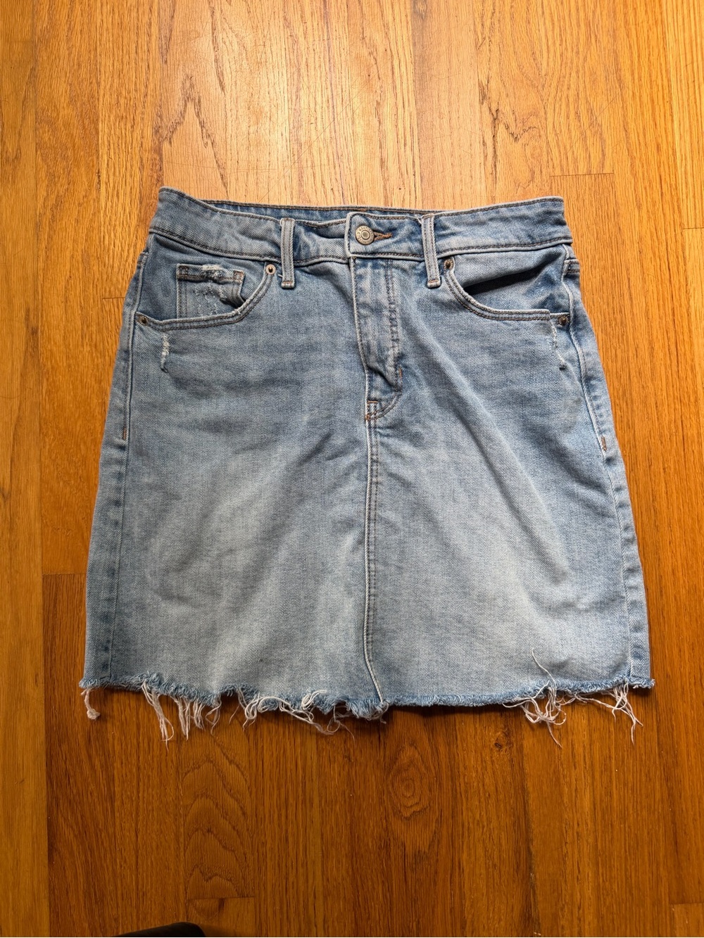 Old Navy Blue Denim Frayed Hem Skirt
